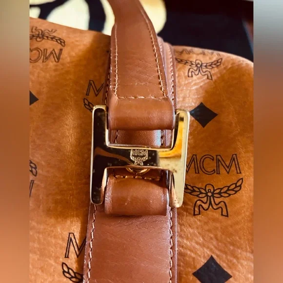 🐣 WAS $415 MCM Visetos Monogram Cognac Barrel Bag - Picture 9 of 13